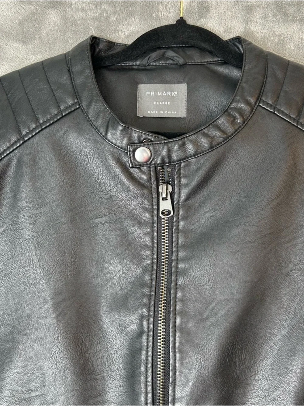 Primark Men’s Jacket Black Faux Leather Moto Biker Jacket Size Extra Large XL - Picture 2 of 16